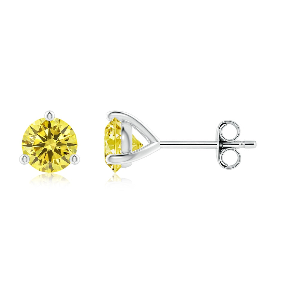 Prong-Set Round Lab-Grown Fancy Intense Yellow Diamond Martini Stud Earrings