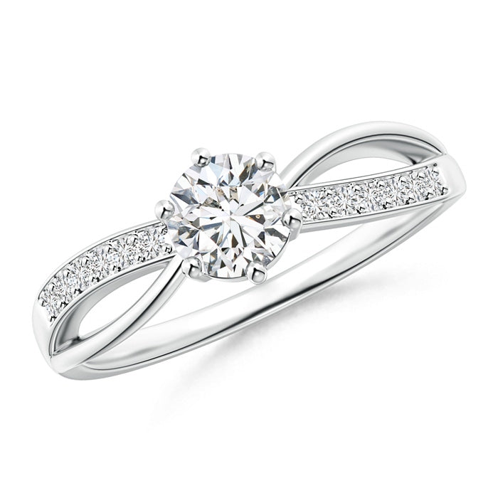 Six Prong-Set Round Solitaire Diamond Split Shank Ring