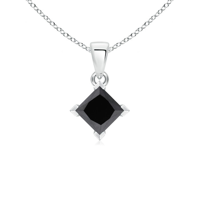 Princess-Cut Enhanced Black Diamond Solitaire Pendant
