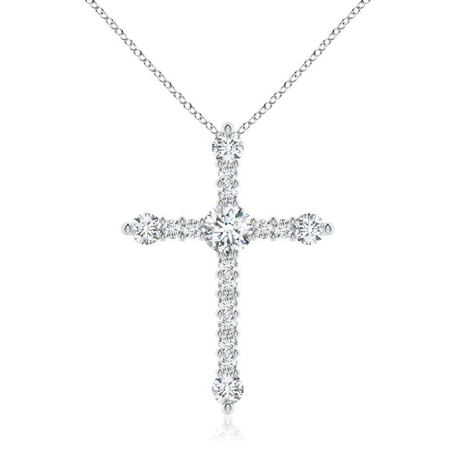 Lab-Grown Prong-Set Diamond Budded Cross Pendant