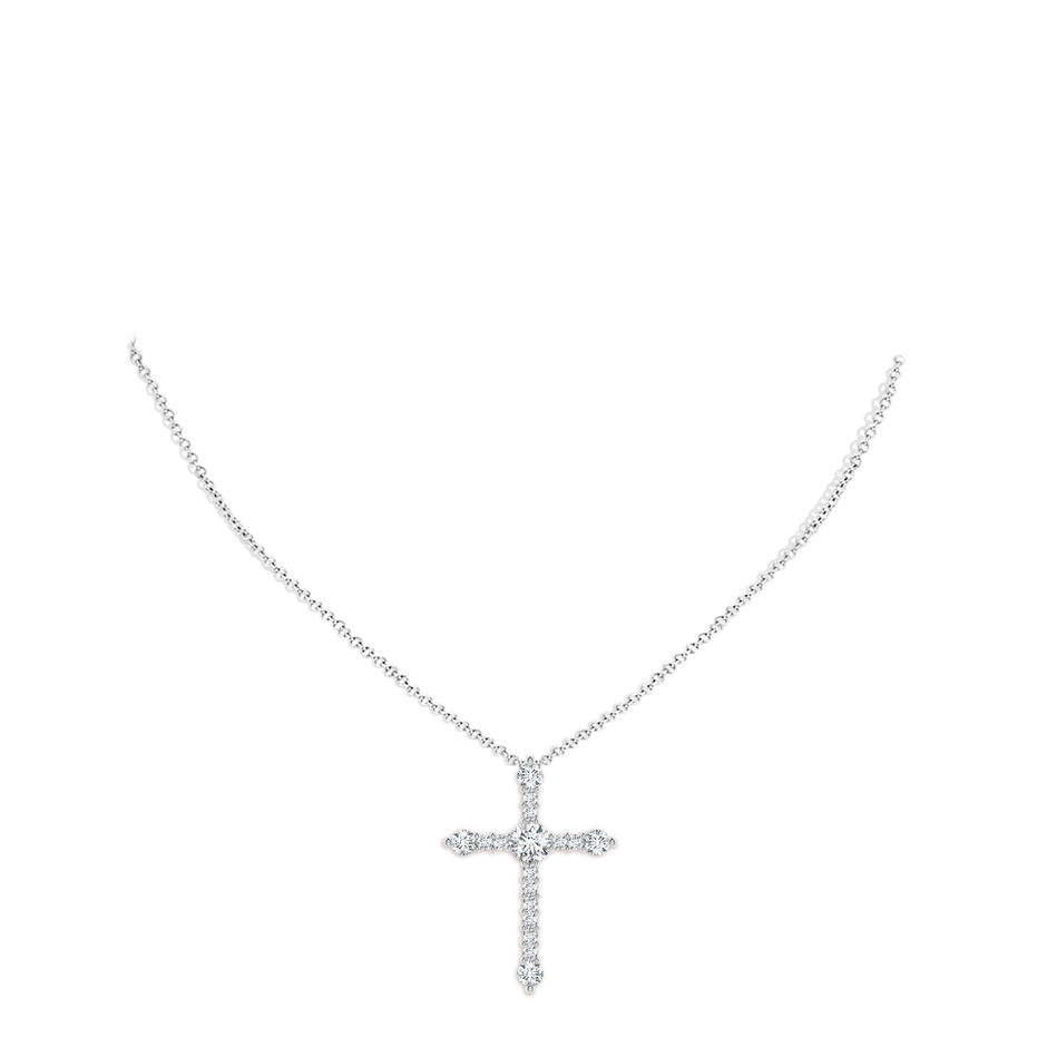 Lab-Grown Prong-Set Diamond Budded Cross Pendant