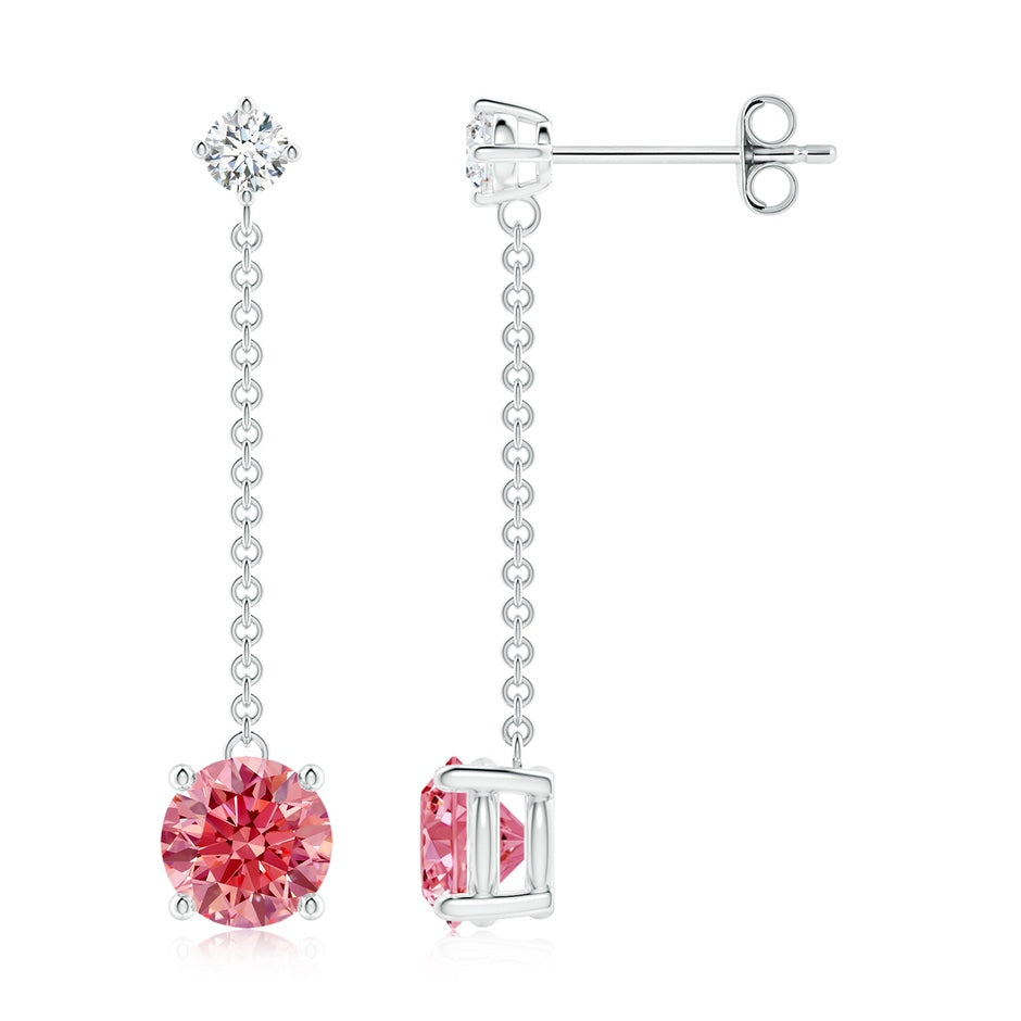 Yard Chain Lab-Grown Fancy Intense Pink Diamond Drop Earrings