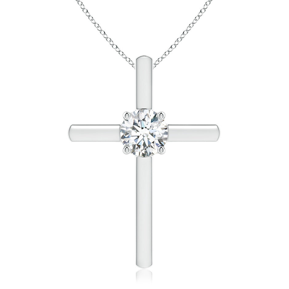 Prong-Set Round Lab-Grown Diamond Solitaire Cross Pendant