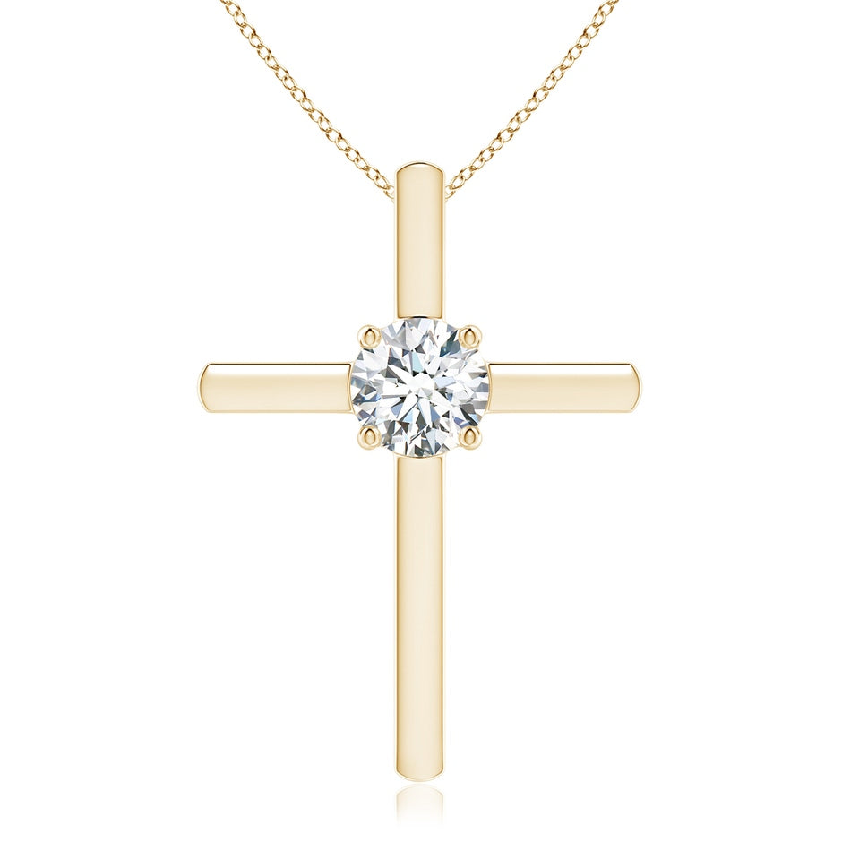Prong-Set Round Lab-Grown Diamond Solitaire Cross Pendant