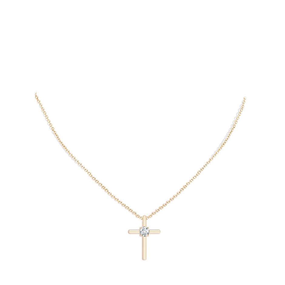 Prong-Set Round Lab-Grown Diamond Solitaire Cross Pendant