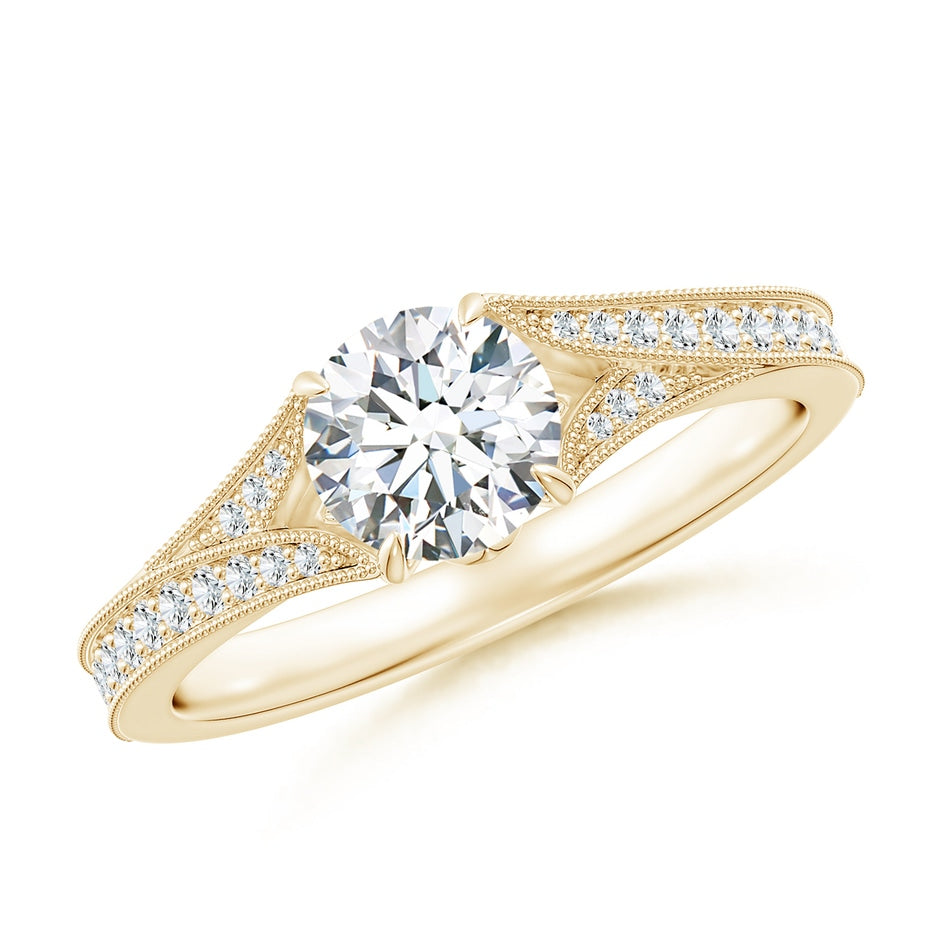 Lab-Grown Vintage Inspired Round Diamond Split Shank Engagement Ring