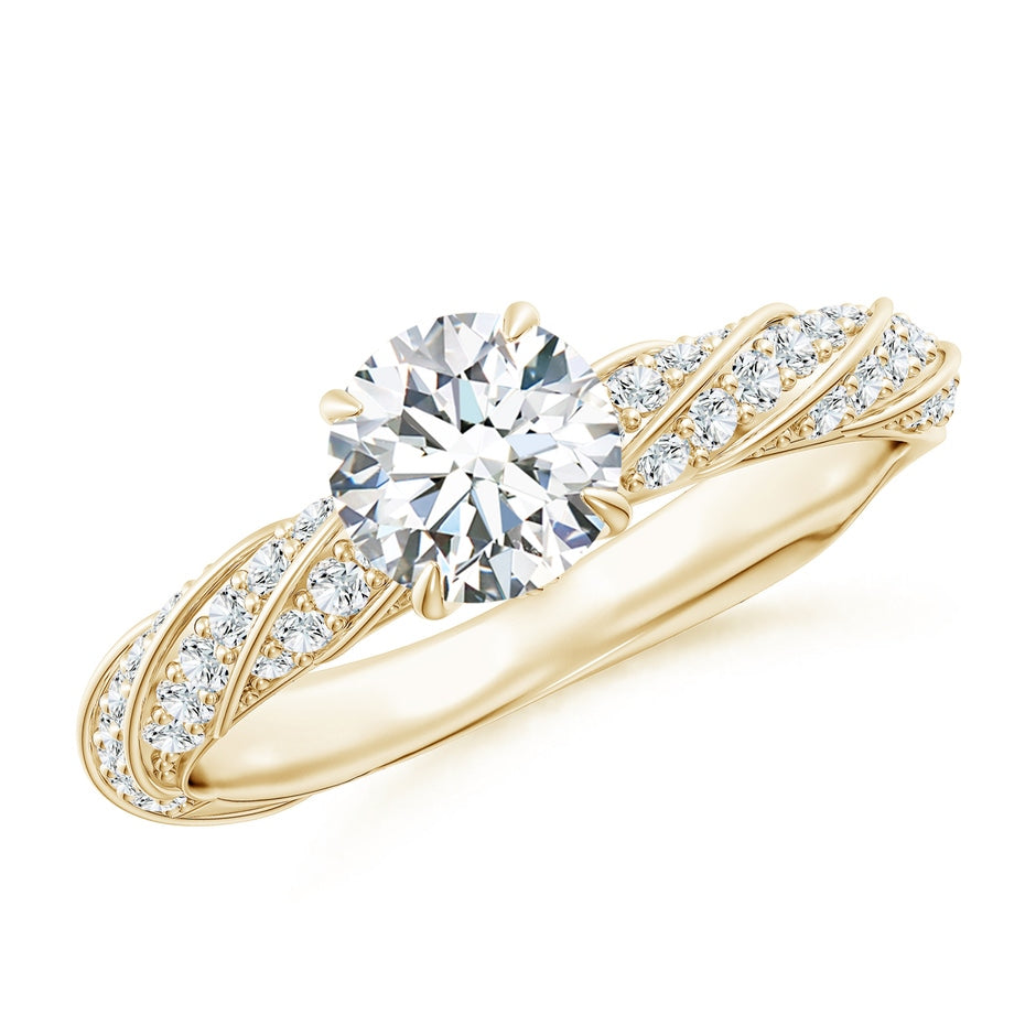 Round Lab-Grown Diamond Twisted Rope Shank Engagement Ring