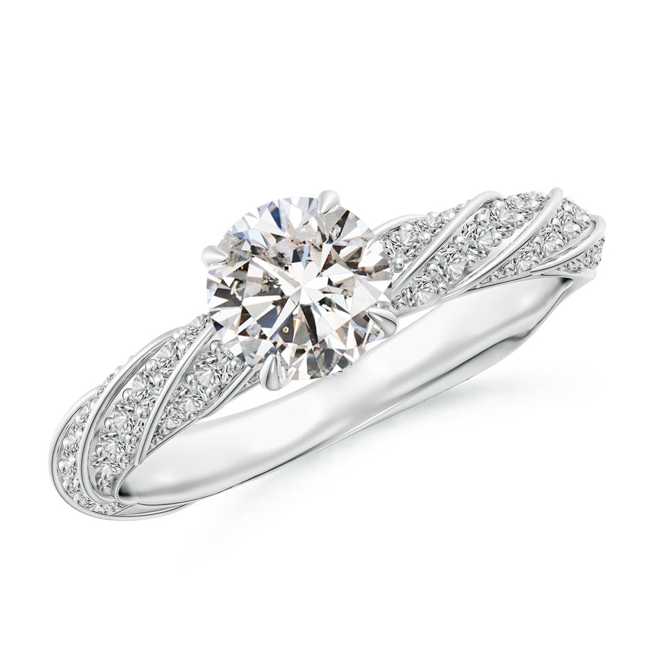 Round Diamond Twisted Rope Shank Engagement Ring