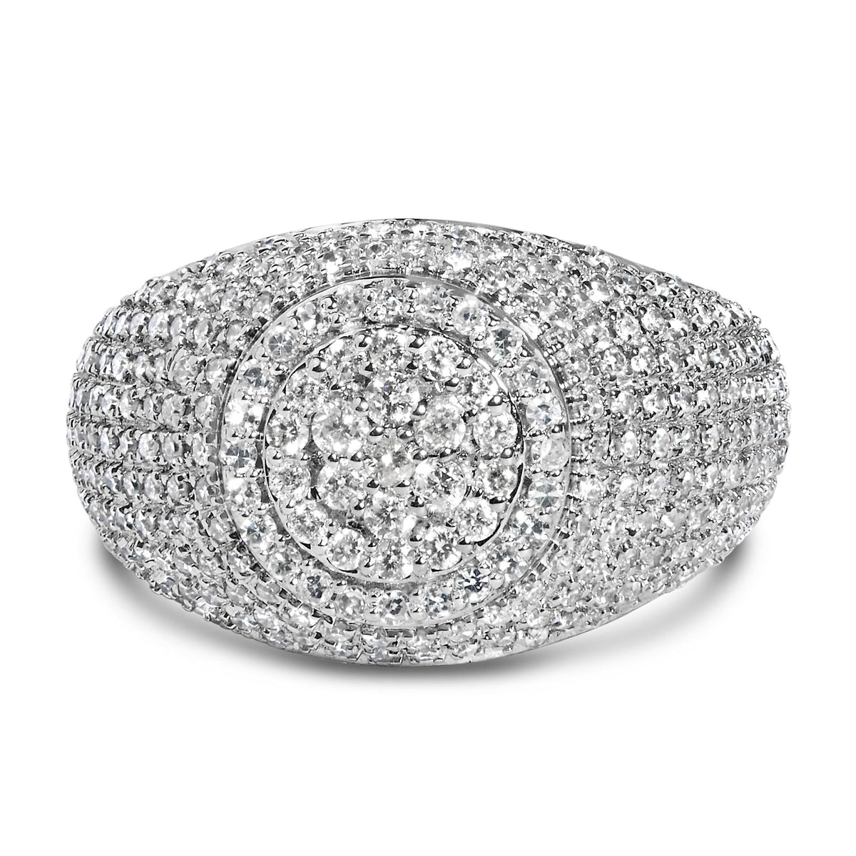 Men's 10K Yellow Gold 1 1/2 Cttw Diamond Cluster Dome Band Ring