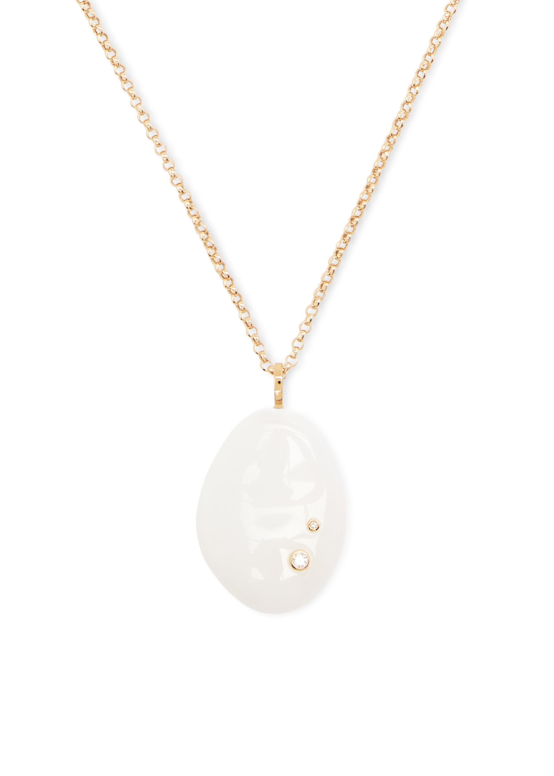White Jasper pendant 14kt gold necklace