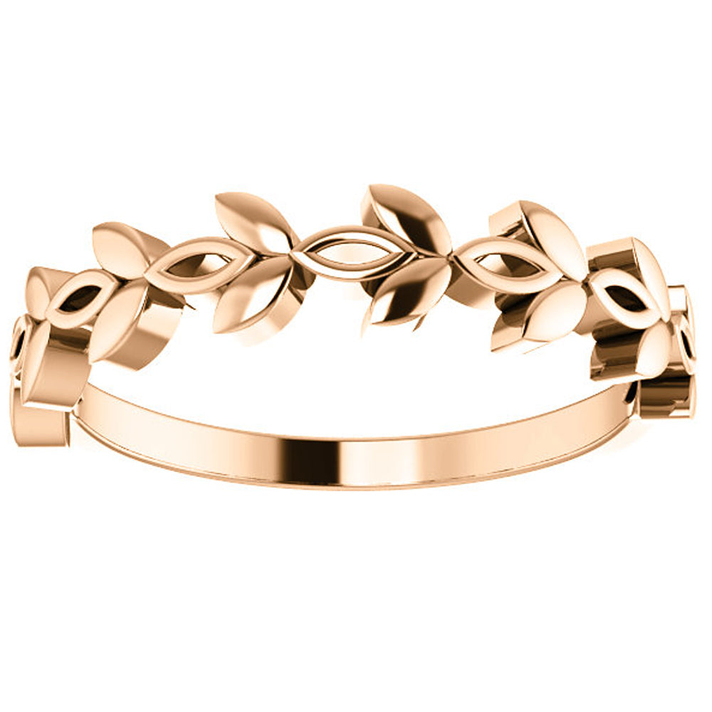 14k Rose Gold Women's Marquise Design 4mm Wedding Band Stackable Ring