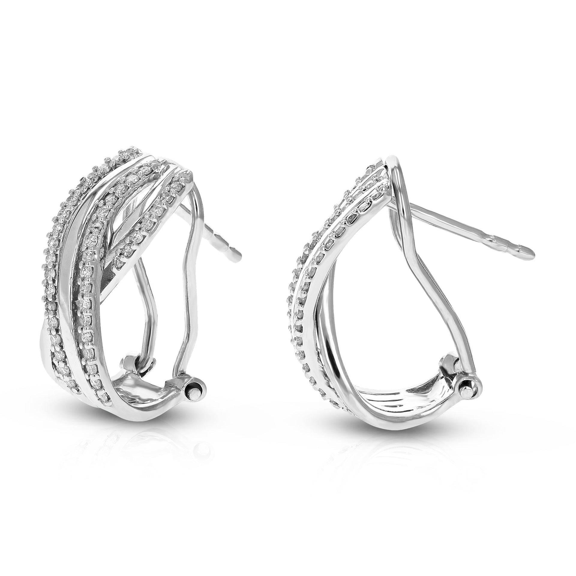 1/3 cttw Round Cut Lab Grown Diamond Hoop Earrings in .925 Sterling Silver Prong Set 2/3 Inch