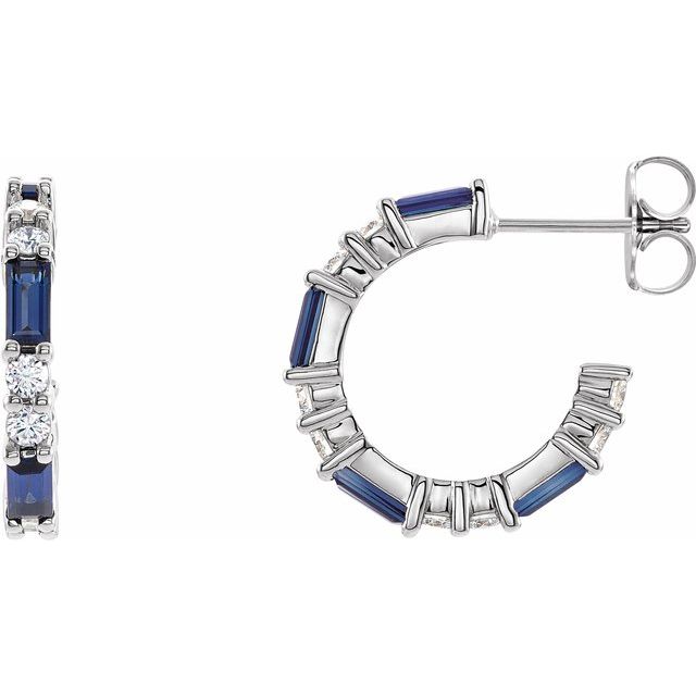 1.2Ct Lab-grown and Natural Diamond Hoop Earrings in 14K White Gold
