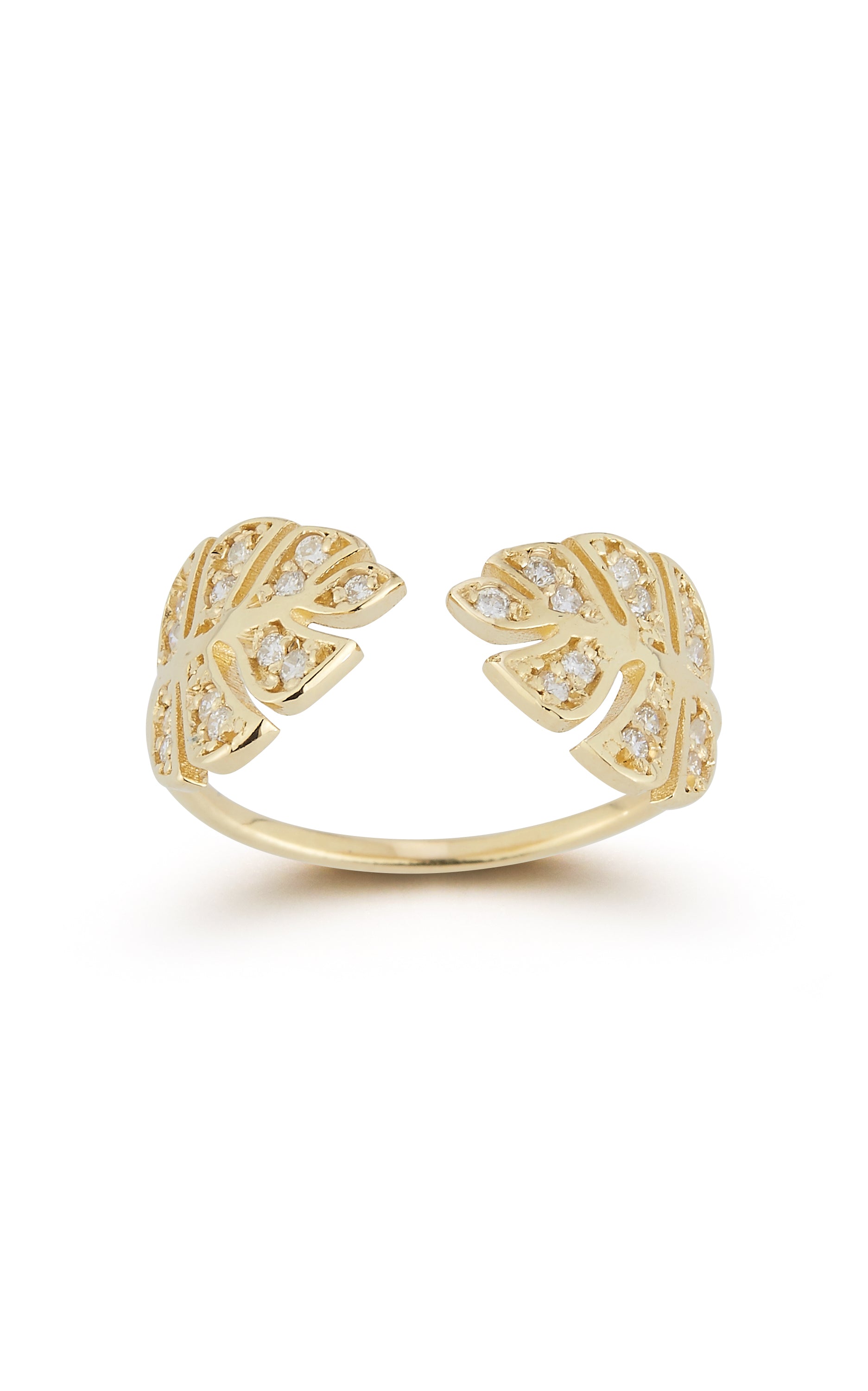 14K Gold & Diamond leaf ring