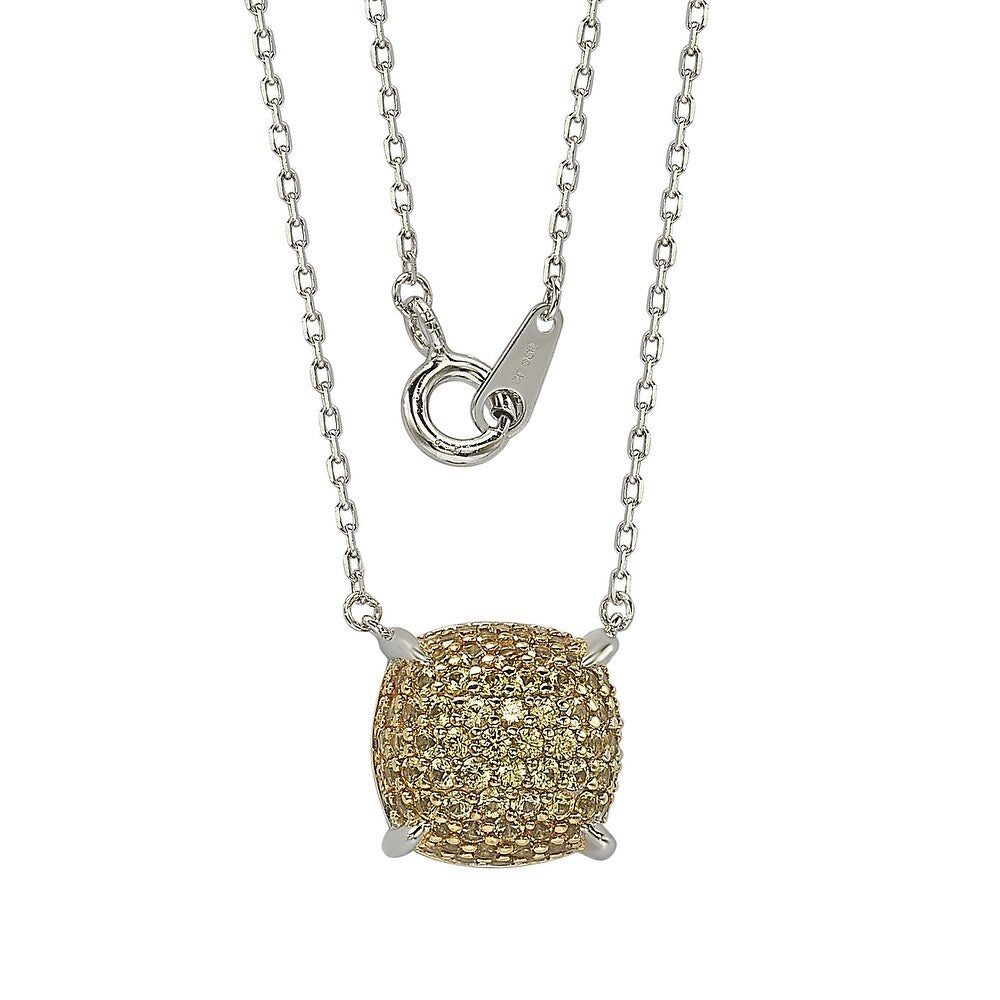 Suzy Levian Sterling Silver Yellow & Diamond Accent Pave Cluster Necklace