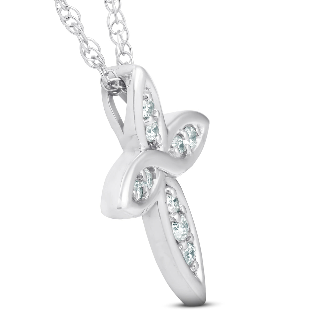 1/10 Ct Diamond Cross 14k White Gold 5/8' Tall