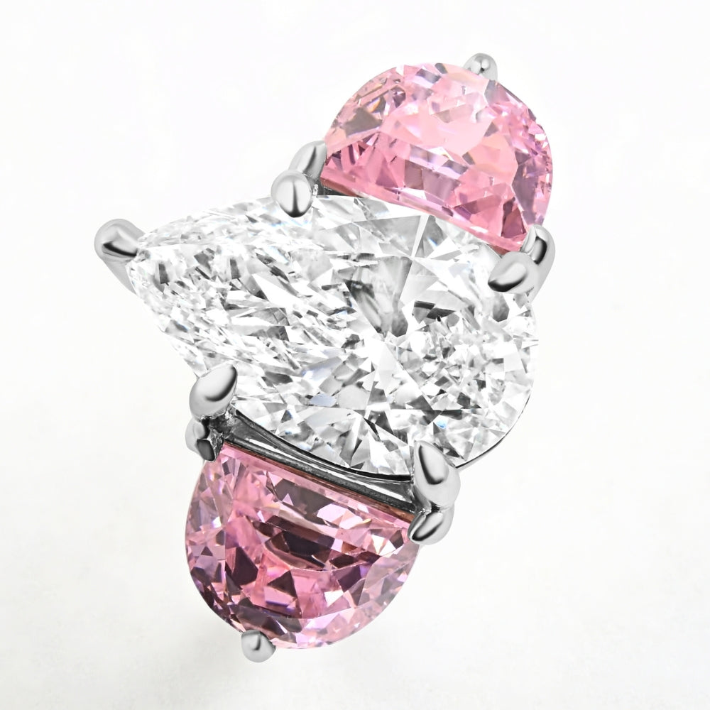 Certified 15.40Ct Pear Shape Diamond Engagement Ring 14k White Gold Lab Grown