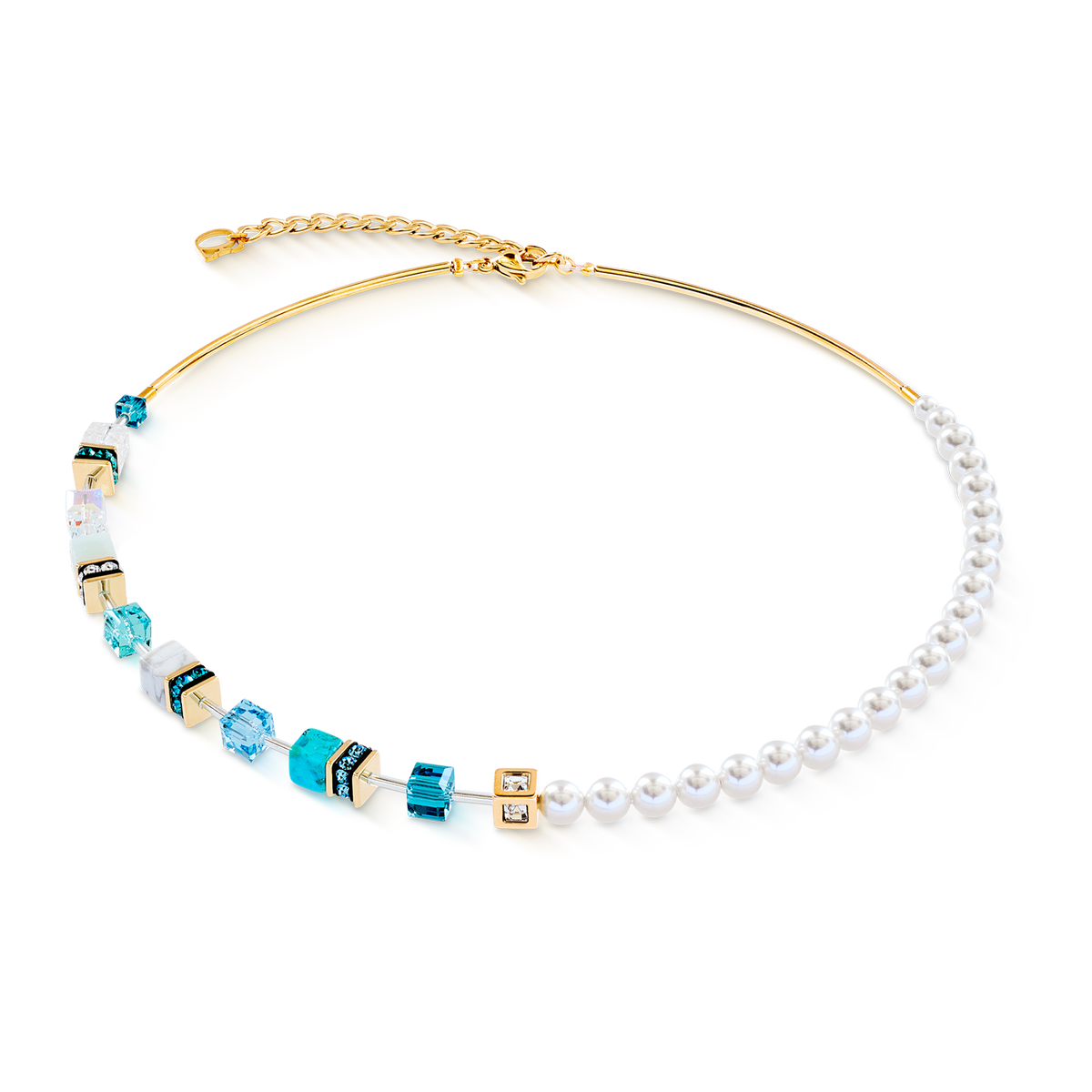 GeoCUBE® Precious Fusion Pearls necklace turquoise