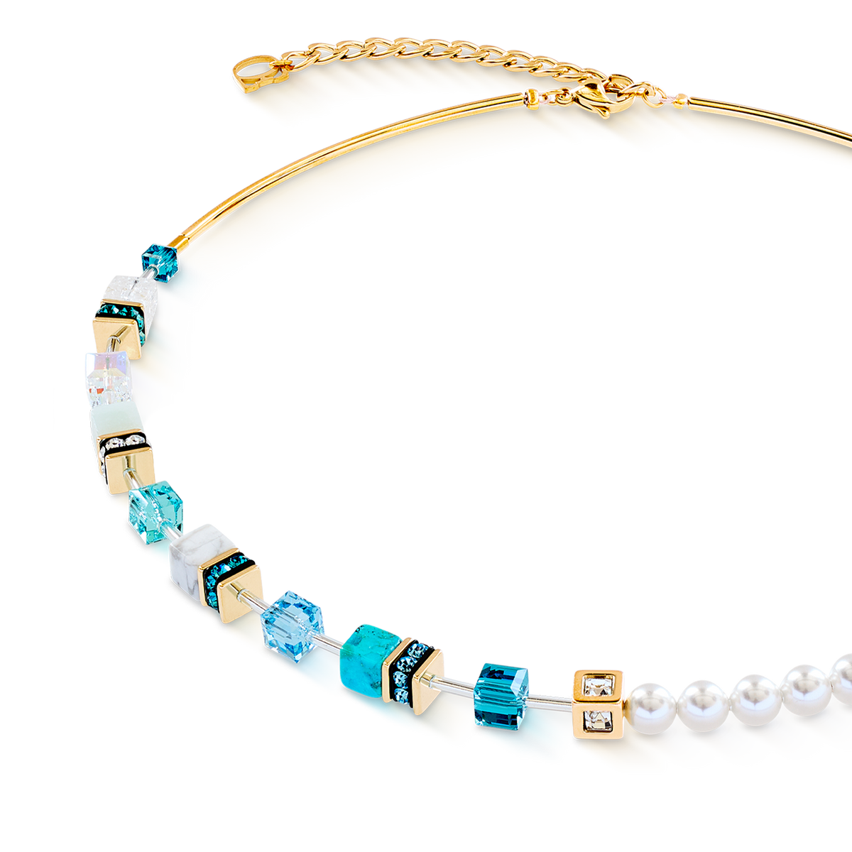 GeoCUBE® Precious Fusion Pearls necklace turquoise