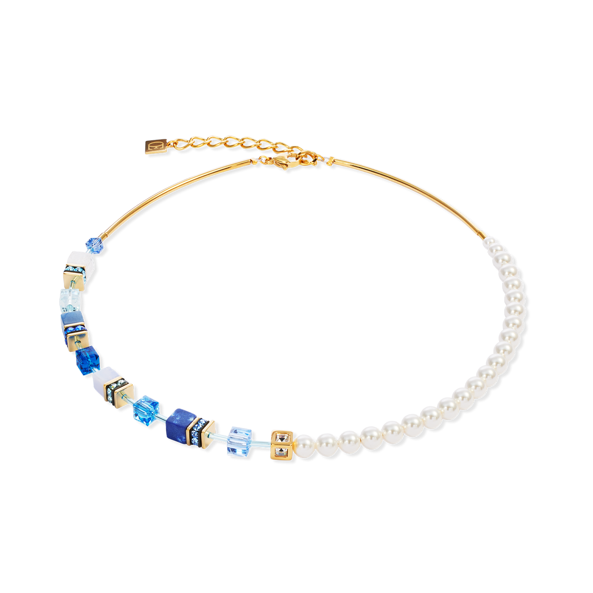 GeoCUBE® Precious Fusion Pearls necklace blue