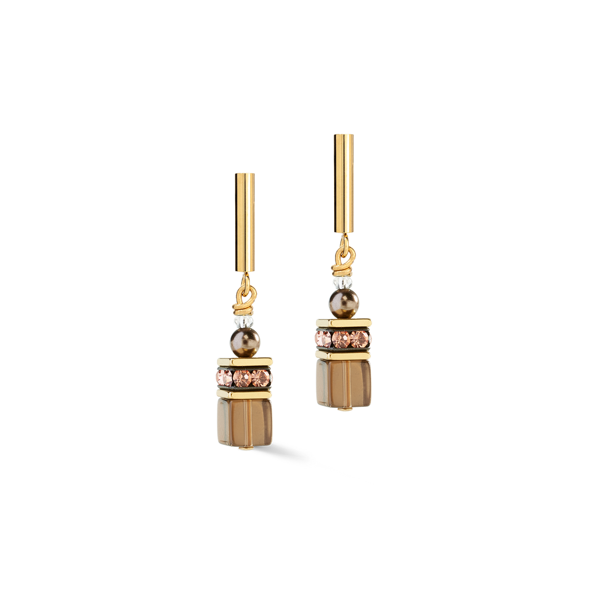 GeoCUBE® Precious Fusion Pearls Earrings Mocha Mousse