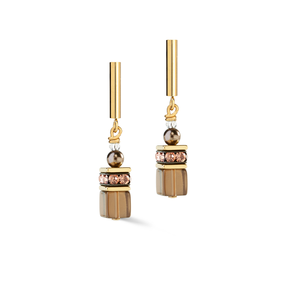 GeoCUBE® Precious Fusion Pearls Earrings Mocha Mousse