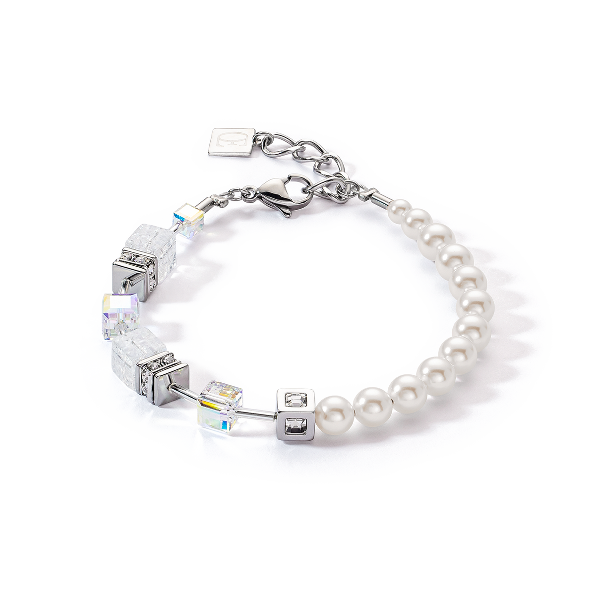 GeoCUBE® Precious Fusion Pearls bracelet white