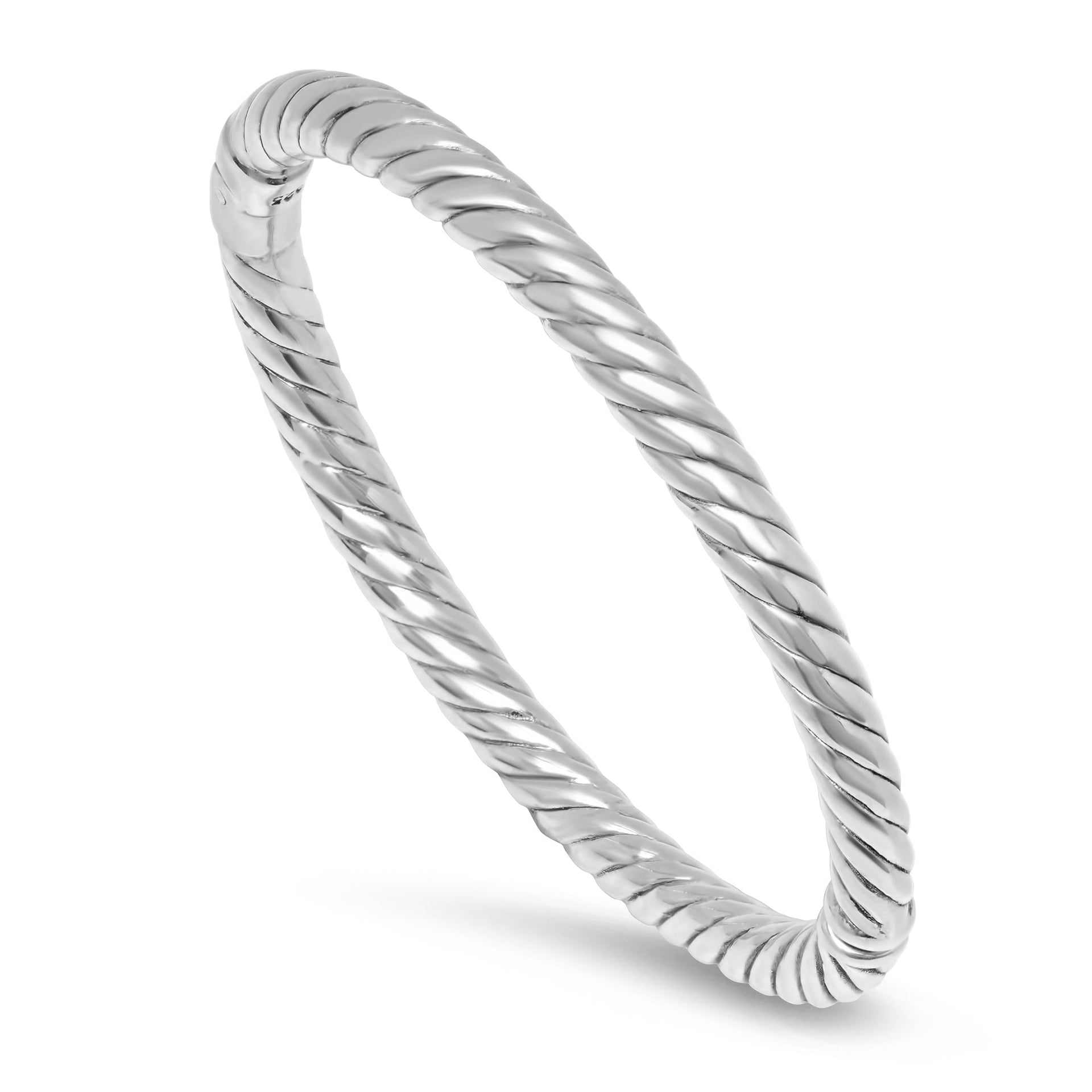 Sterling Silver Rope Textured Hinged Bangle Bracelet