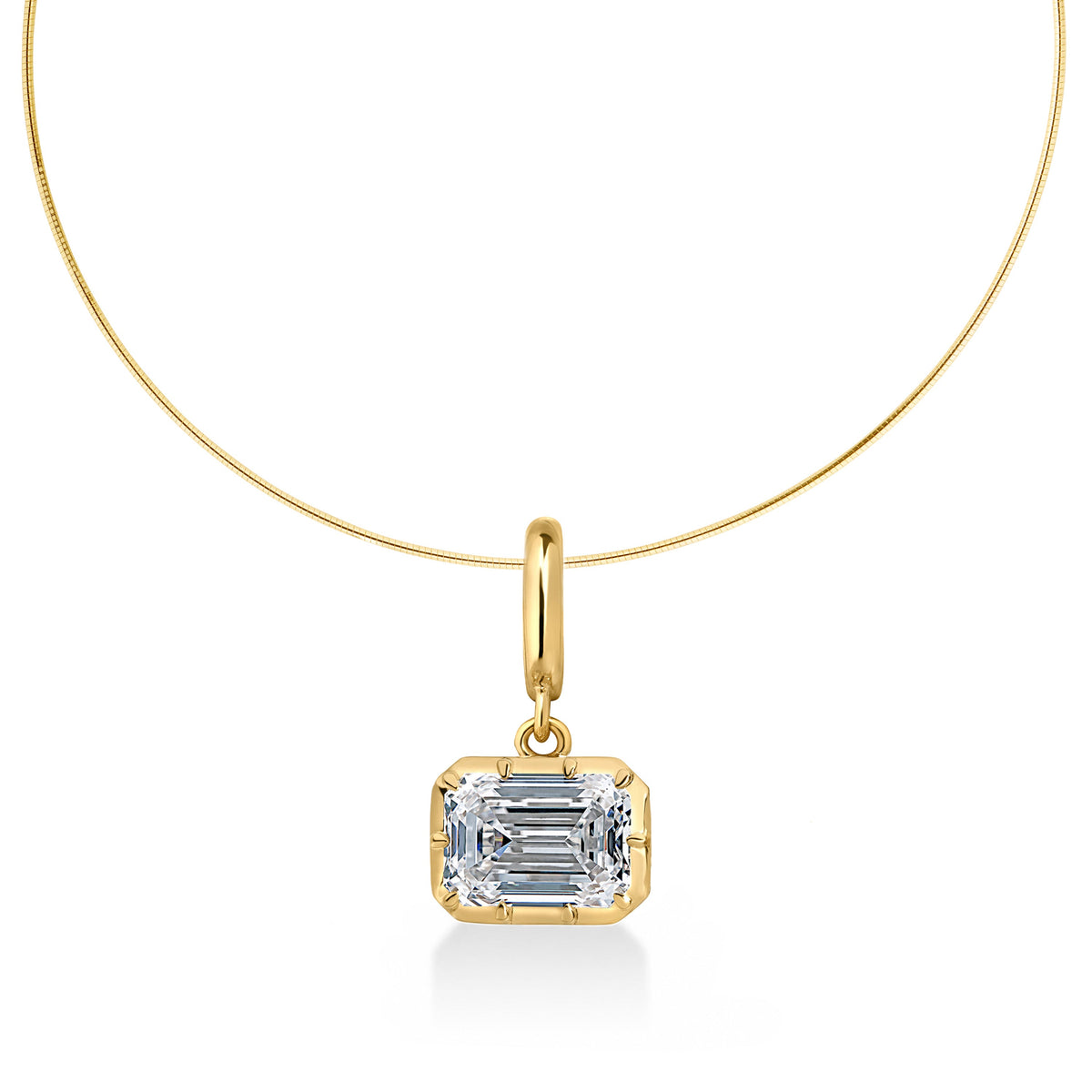 Georgian East-West Emerald Lab Diamond Omega Necklace