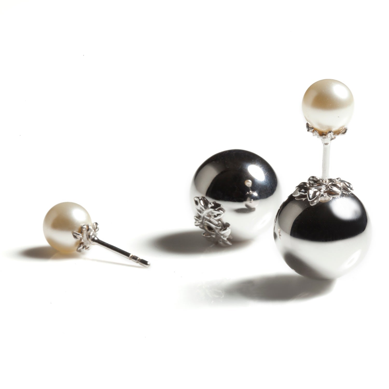 Orb & Ivory Pearl Stud Earrings