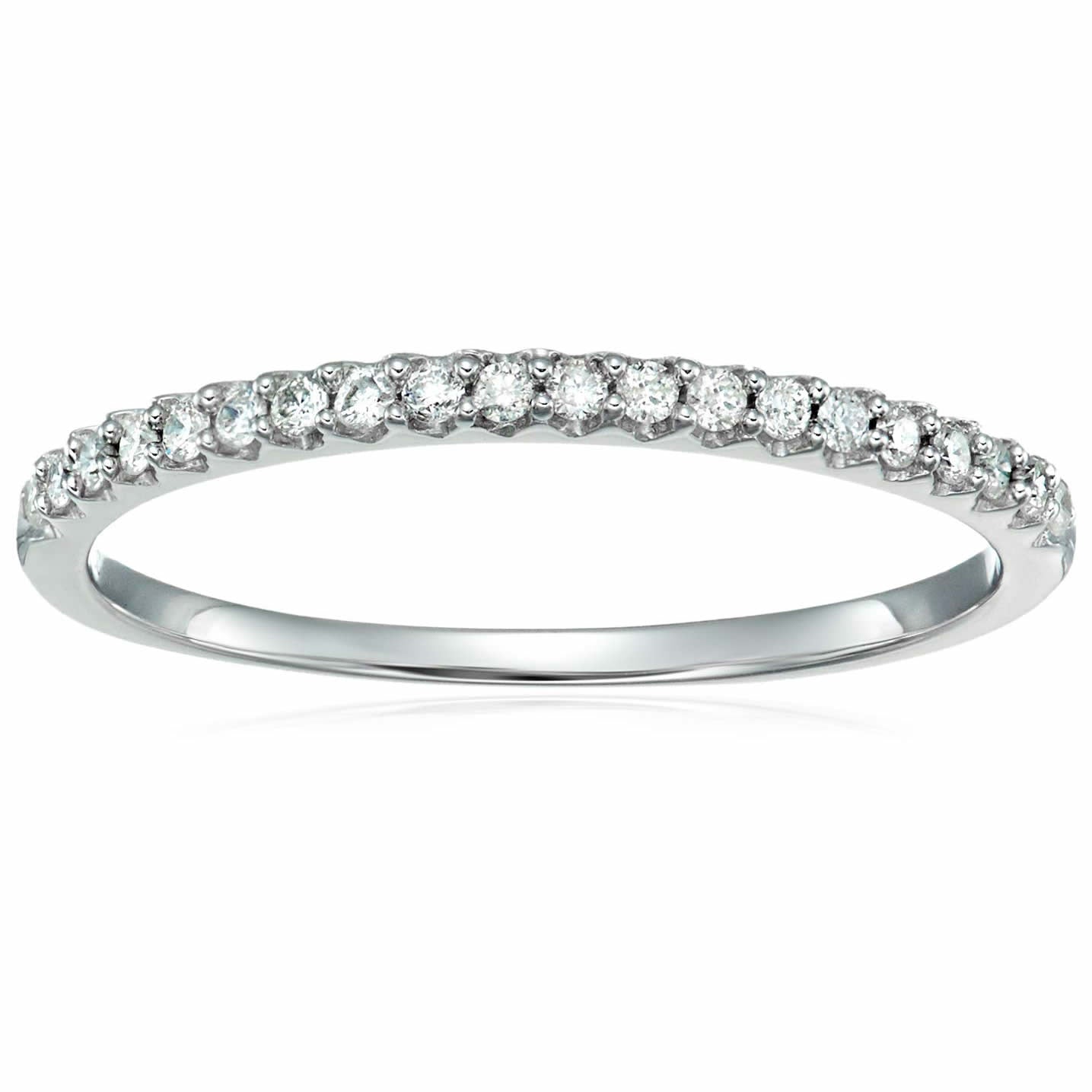 1/10 Cttw Mircopave Petite Round Diamond Wedding Band For Women In 10K Gold Prong Set