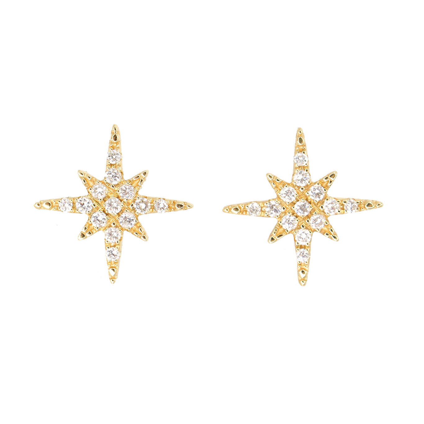Gold Diamond Starburst Stud Earring