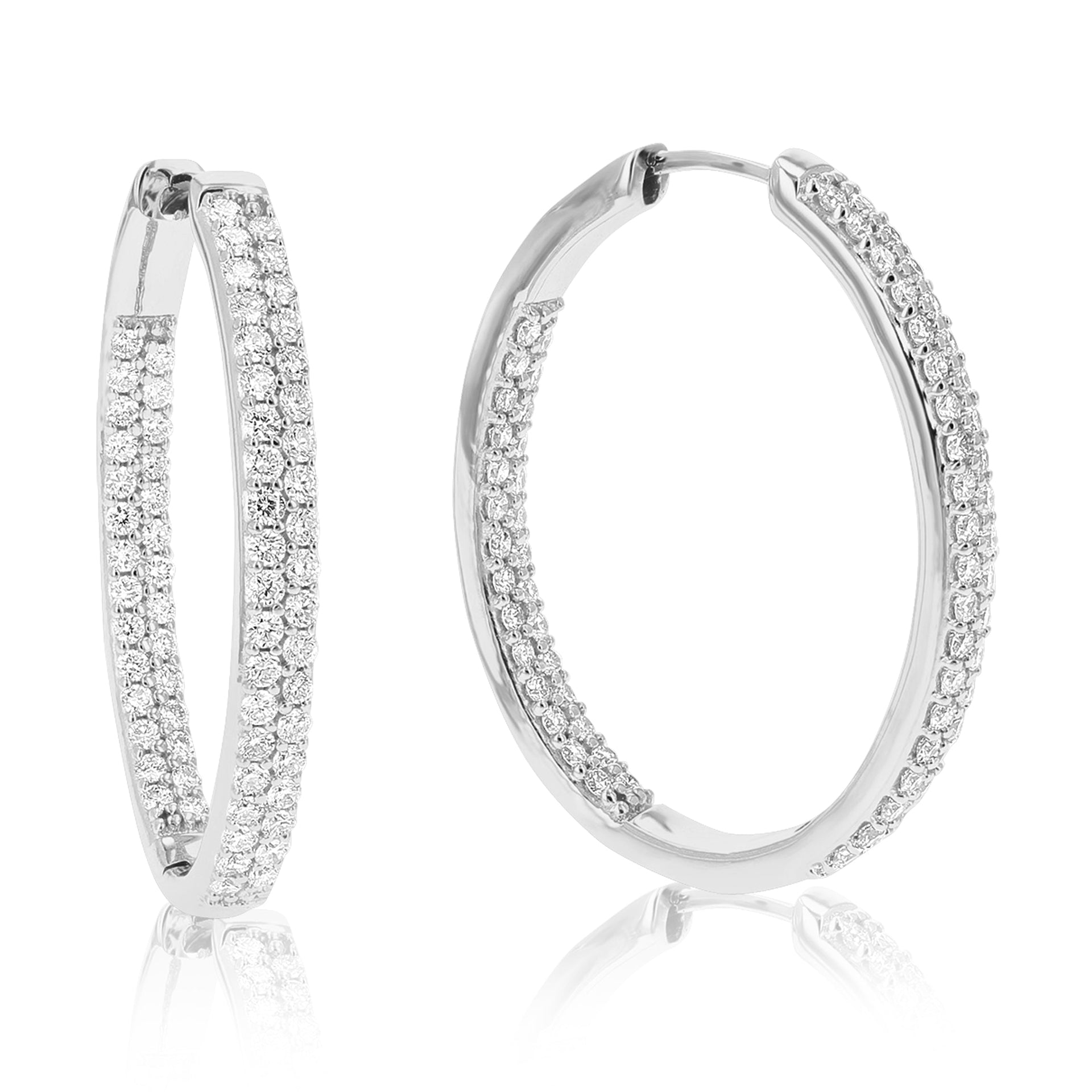 1 cttw Round Cut Lab Grown Diamond Hoop Earrings in .925 Sterling Silver Prong Set 1 1/4 Inch