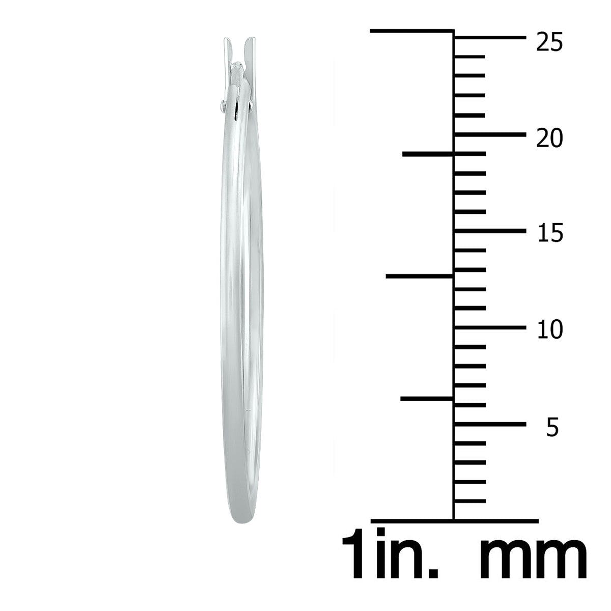 14K White Gold 25mm Hoop Earrings 1.5mm Gauges