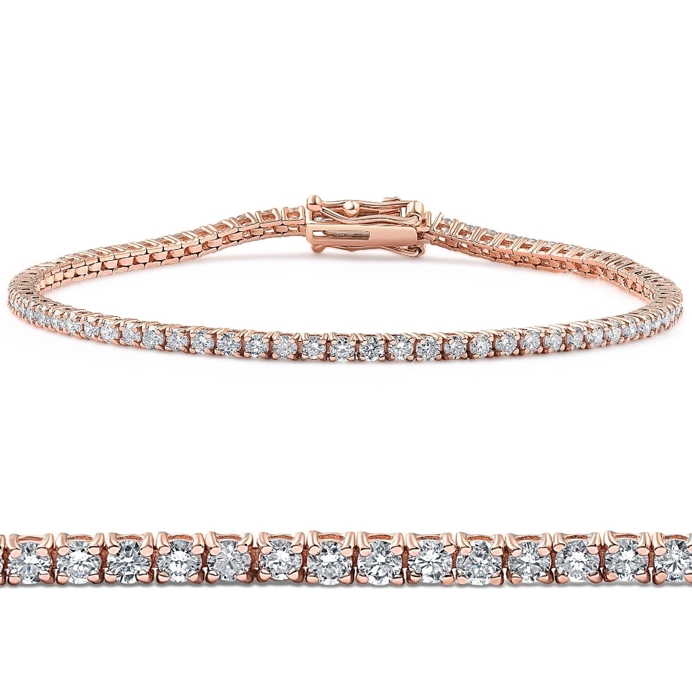 3 Ct Lab Grown Diamond Tennis Bracelet 7' 14k Rose Gold