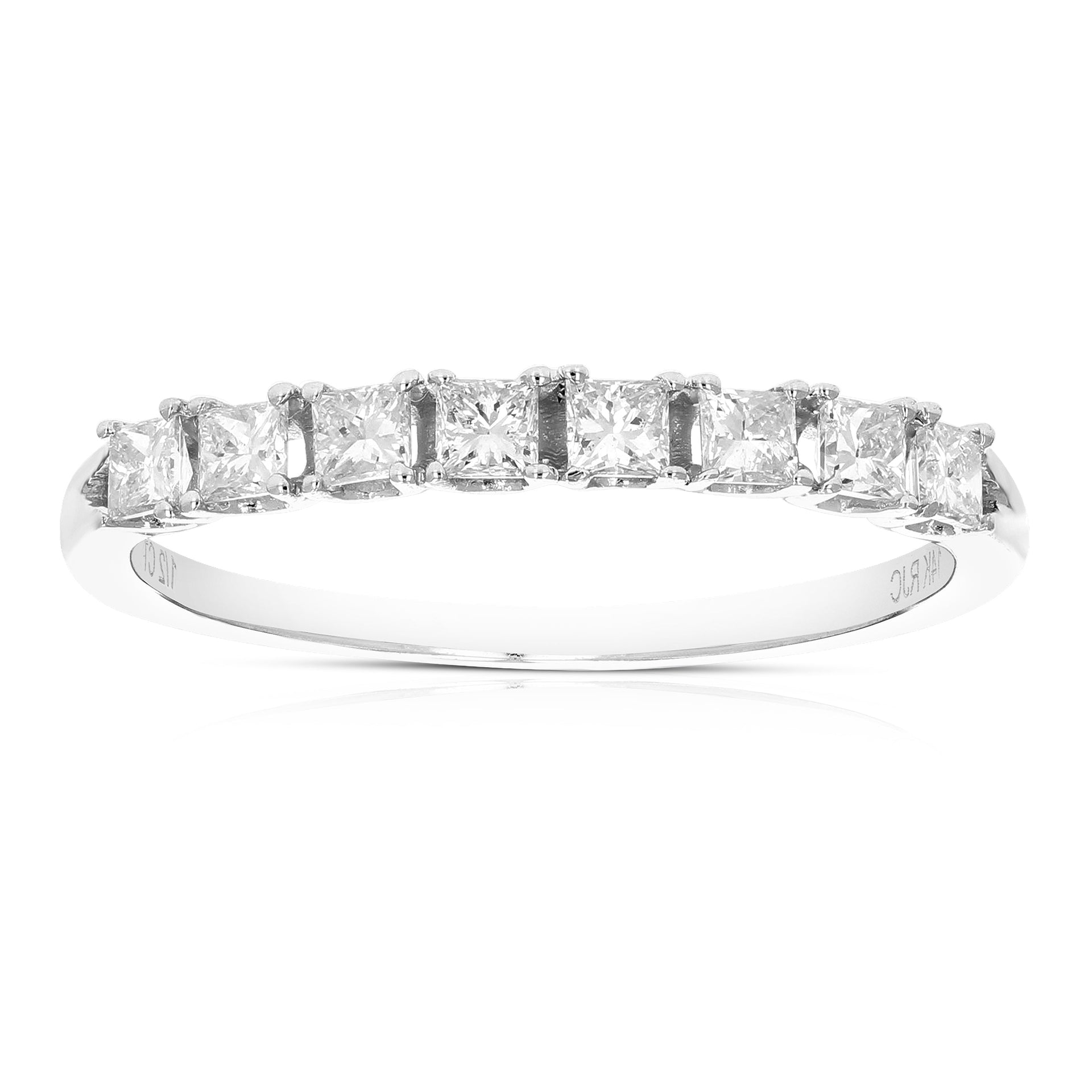 1/2 Cttw Princess Cut Diamond Wedding Band In 14k Gold Prong Set