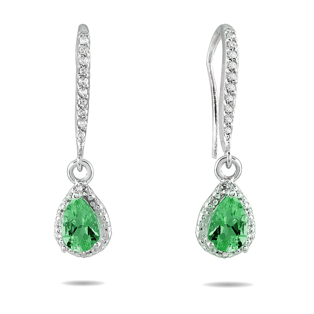 Emerald And Diamond Dangle Earrings In 10K
