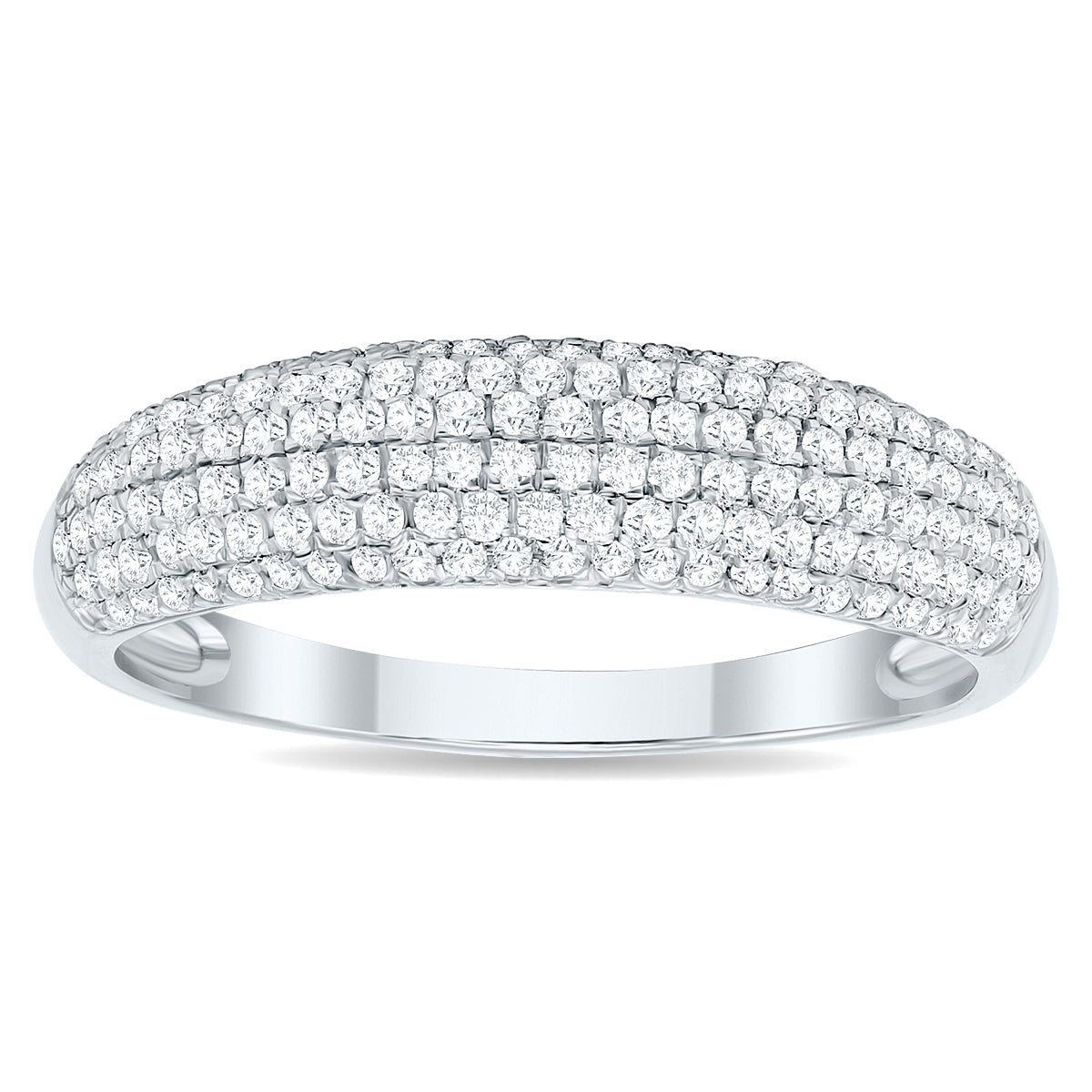 Women's 1/2 Carat TW Round Diamond Pave Set Wedding Anniversary Band In 10K White Gold