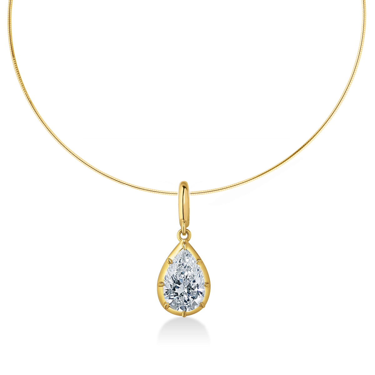 Georgian Pear Lab Diamond Omega Necklace