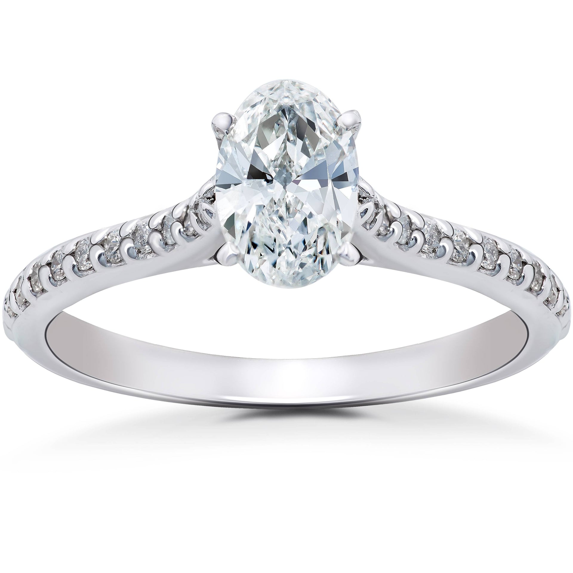 1 1/4ct Oval Diamond Engagement Ring Solitaire 14K White Gold