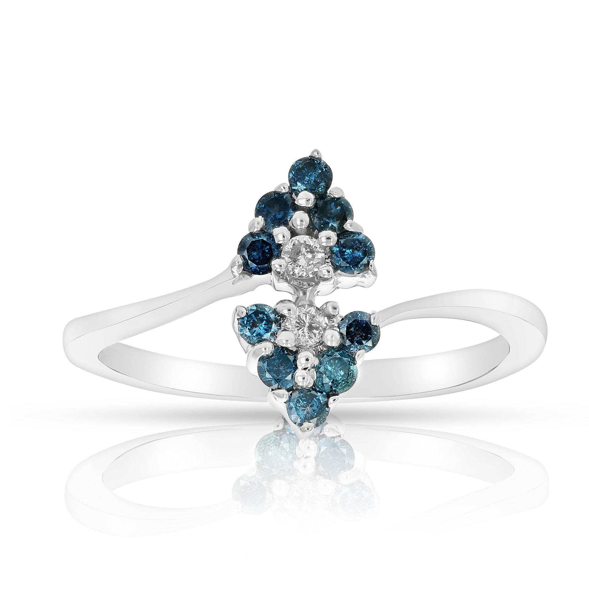 1/3 cttw Blue Diamond Ring Fashion Round 10K White Gold