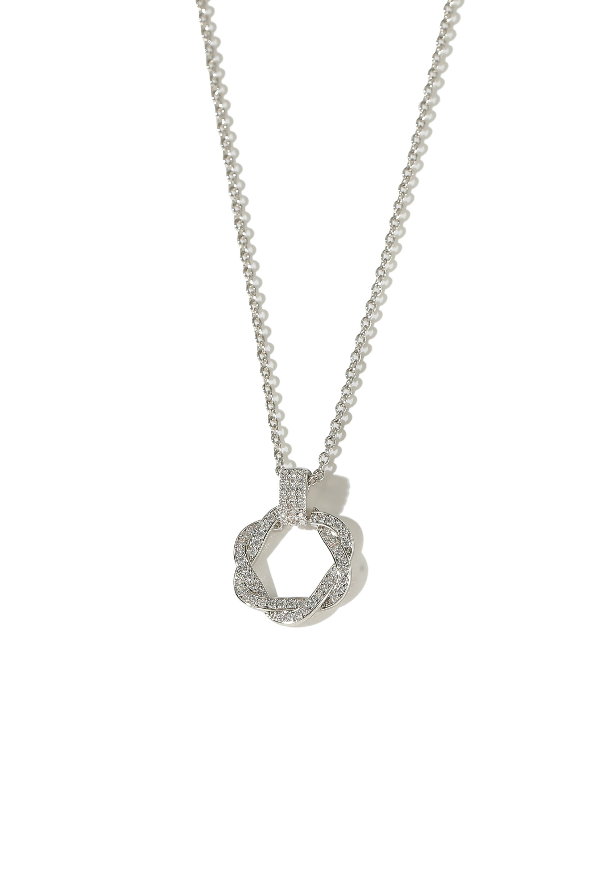 Ysabel Pavé Eternity Twist Hoop Pendant Necklace
