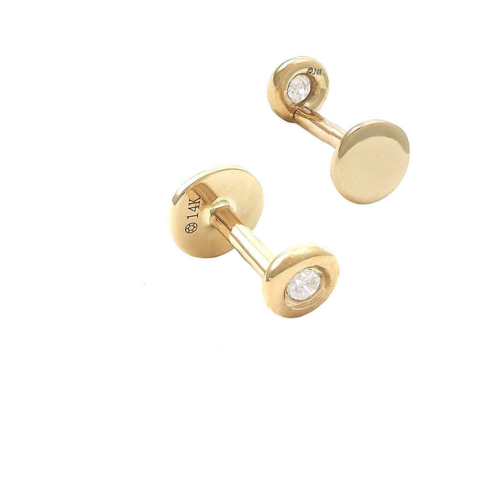 Gold Diamond Small Bezel Flat Back Earring