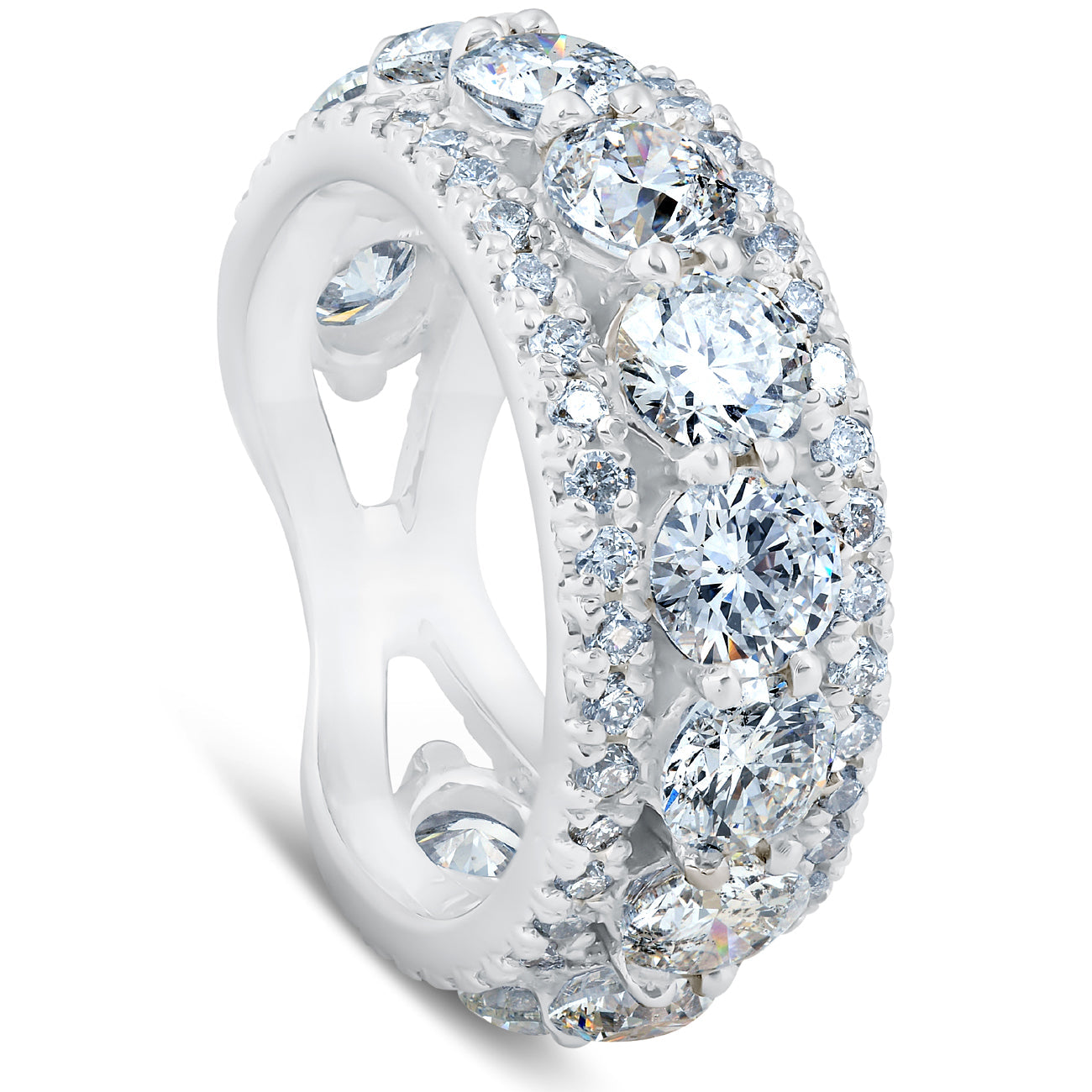 7 Ct Diamond 3/4 Eternity Ring 14k White Gold Womens Stackable Wedding Band