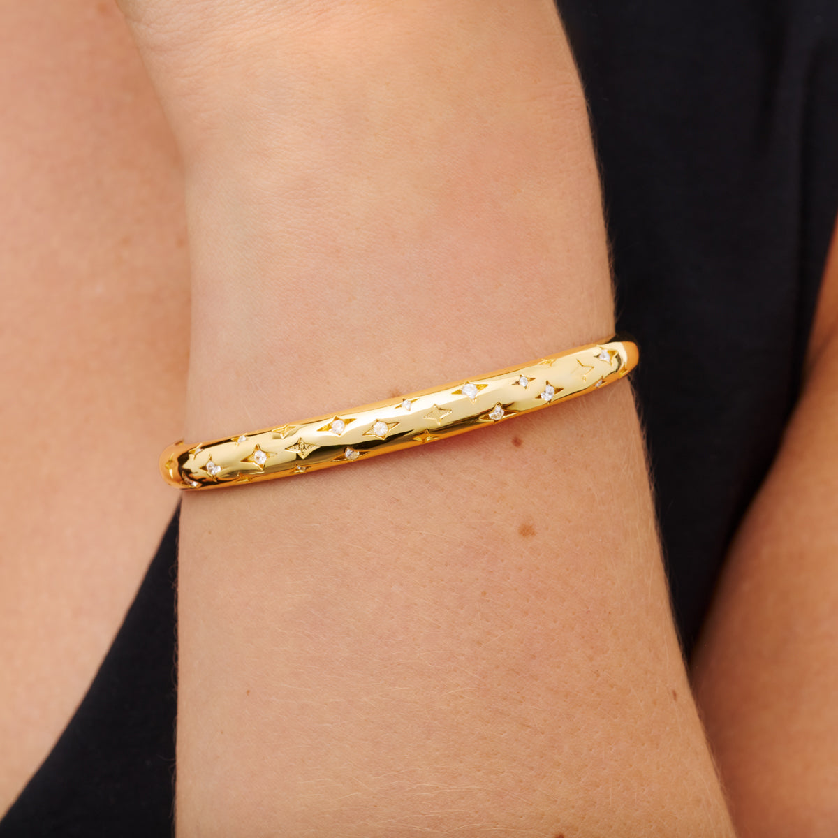 Moon and Back Bangle (Gold)
