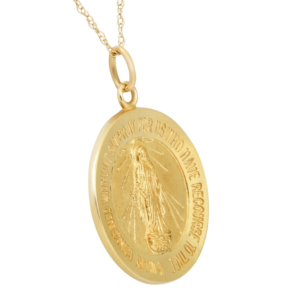 14k Yellow Gold St. Mary Medal Pendant .5' Tall 2 Grams