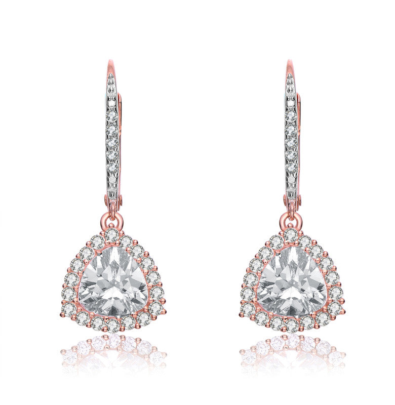 Sterling Silver Clear Cubic Zirconia Drop Earrings