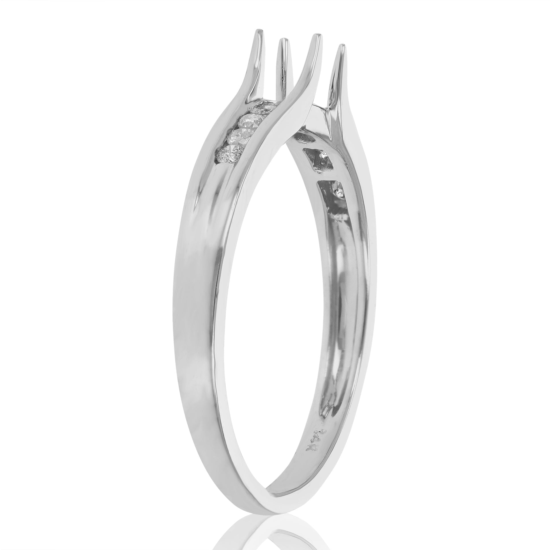 1/8 cttw Diamond Semi Mount Engagement Ring 14K White Gold Wedding Bridal