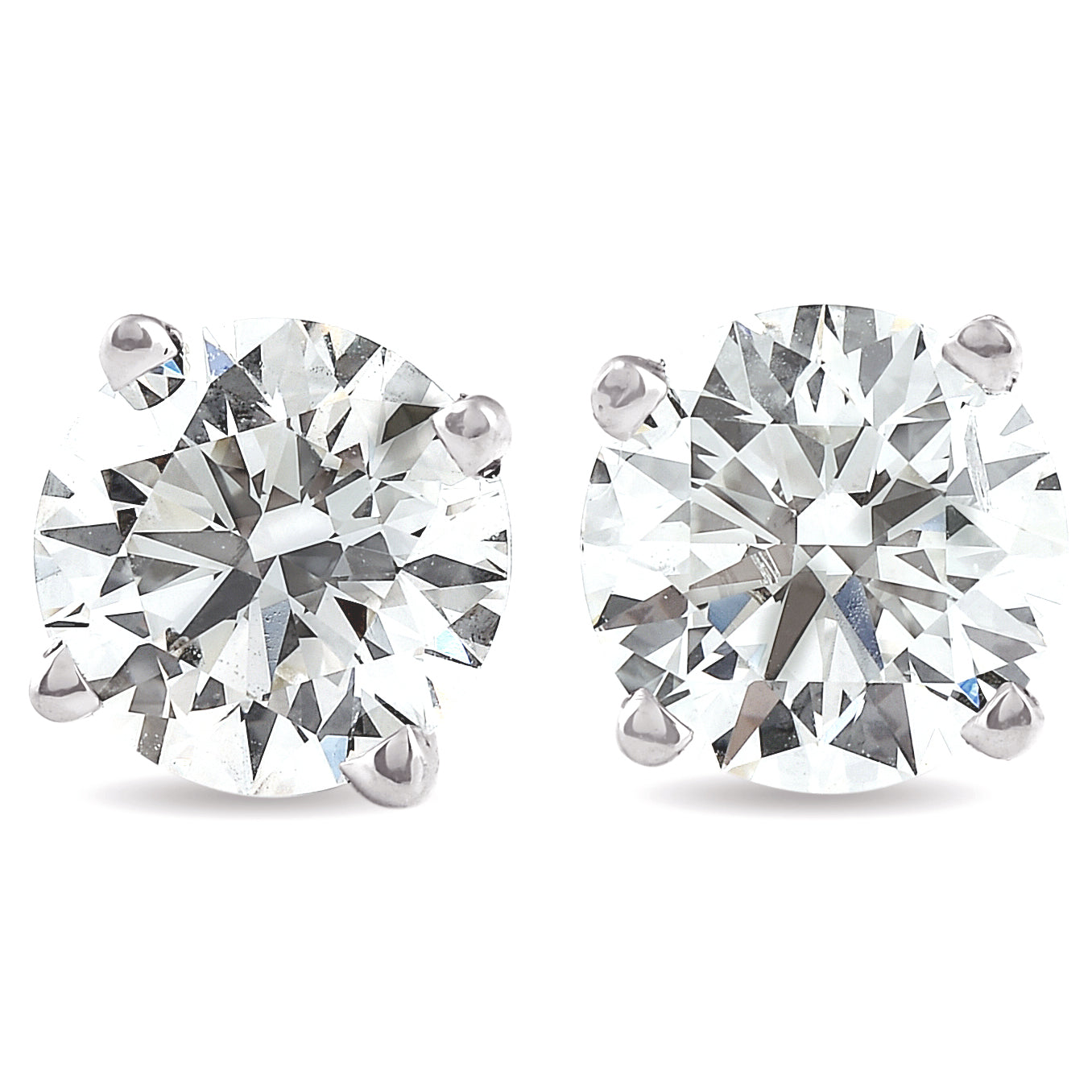 G/VS 3 Ct TW Round Moissanite Screw Back Studs 14k White Gold