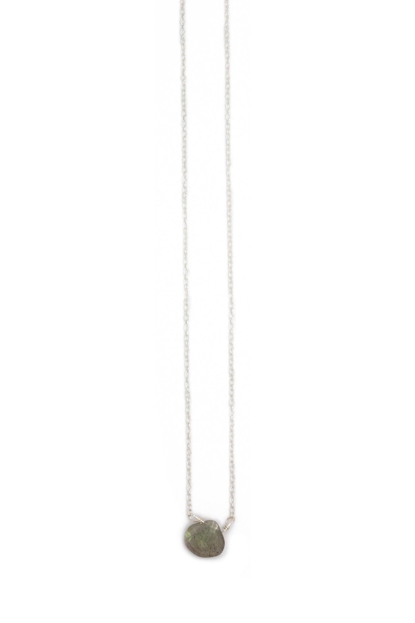 Stephanie Delicate Drop Demi Fine Necklace in Labradorite